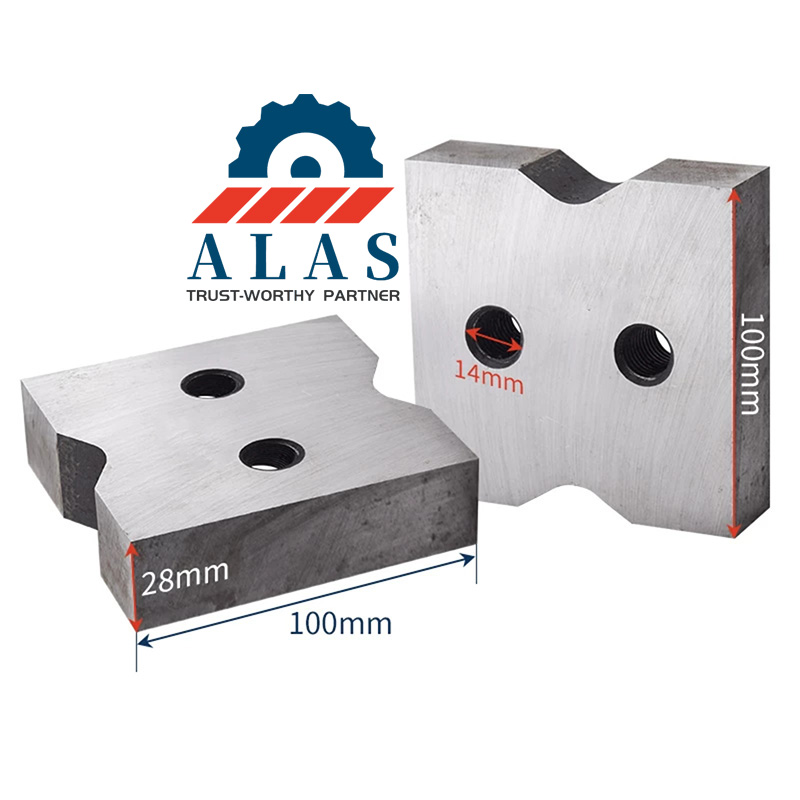 ALAS 100mm Custom Rebar Shear Block Specifications ALAS 100x100x28mm special-shaped rebar blade dimensions