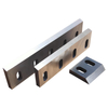 A set of precision-ground steel plastic crusher blades and granulator knives with oval bolt holes