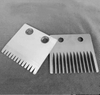 Ultra-sharp pin vent trimming blade for tire manufacturing with HardnessMap QC for clean rubber spew removal.