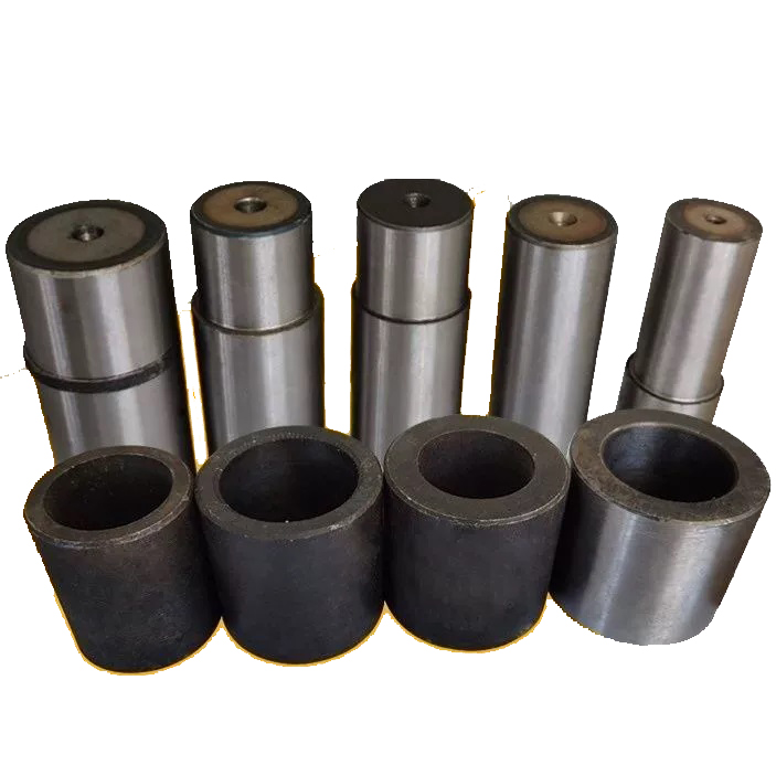 Complete set of rebar bending machine dies including center mandrels and bending sleeves for various bar diameters