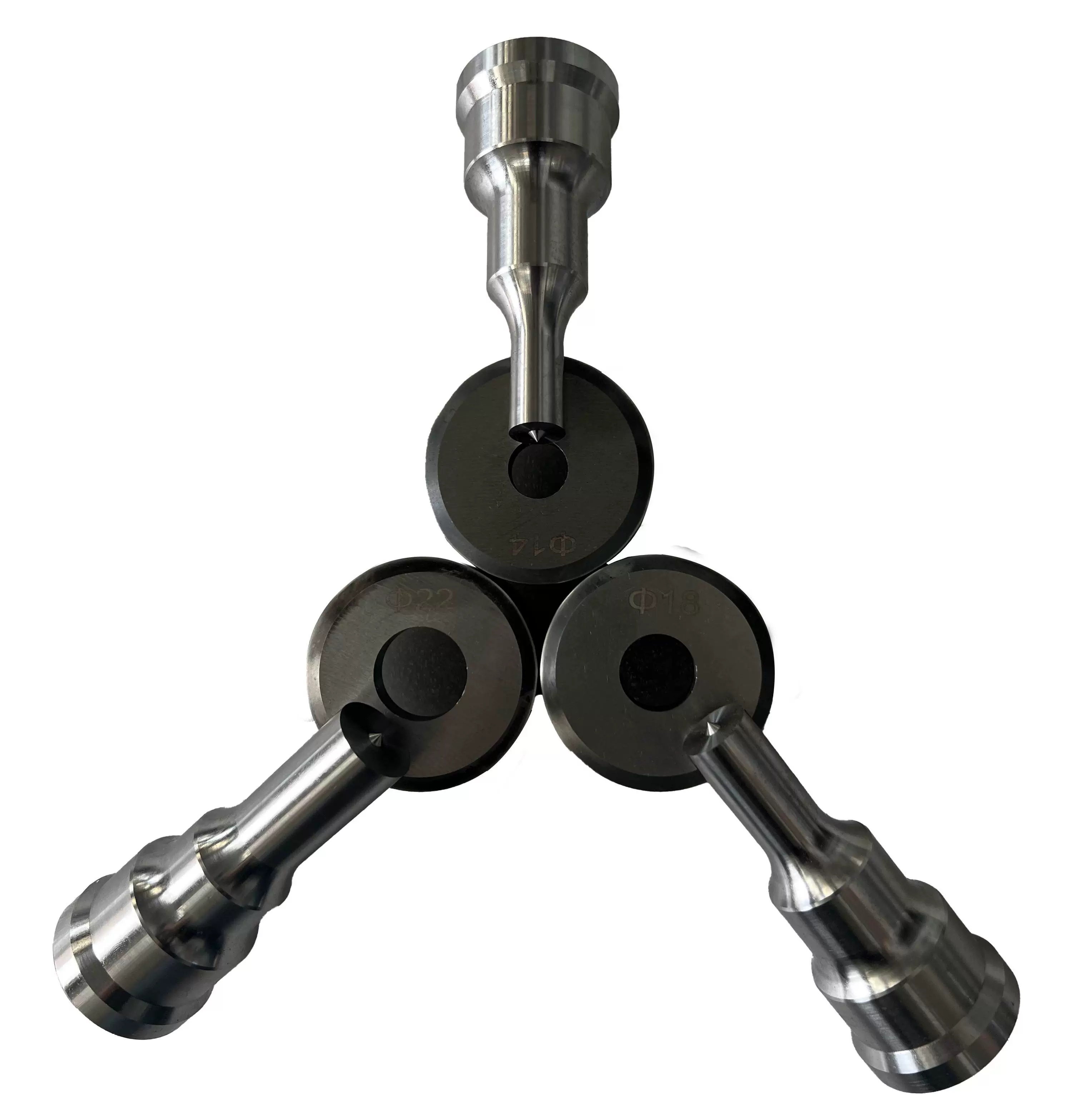 A pair of round ironworker punch and die, precision-ground from cr12mov steel for hydraulic metal punching machines