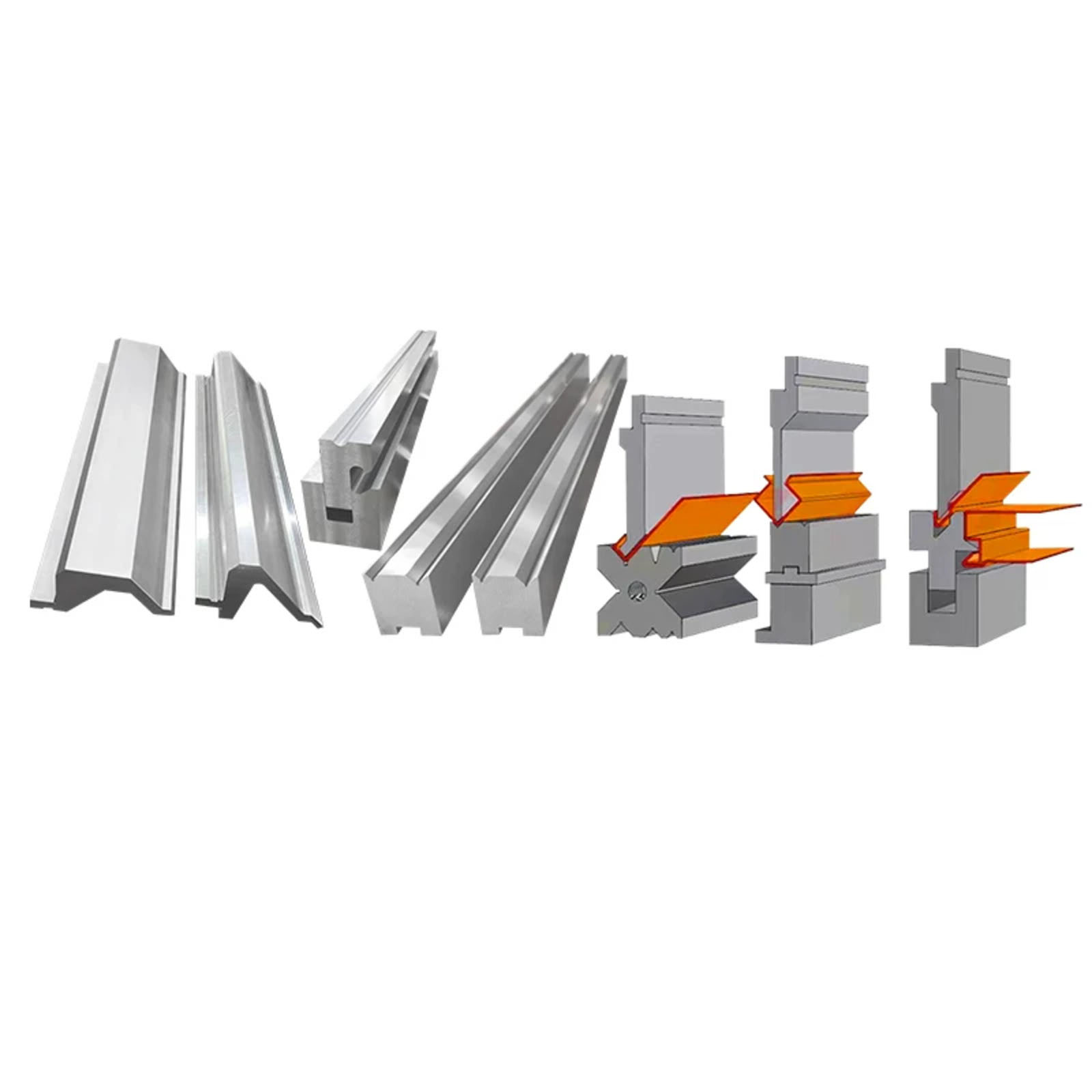 High-precision press brake tooling made of 42CrMo steel, vacuum heat-treated for consistent bending angles.