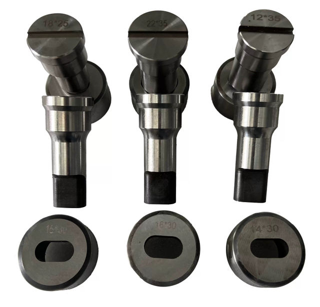 Precision-ground oblong punch and die for hydraulic ironworker machines