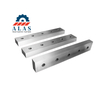 Standard four-hole indexable replacement alligator shear blades with oil-protected metallic finish