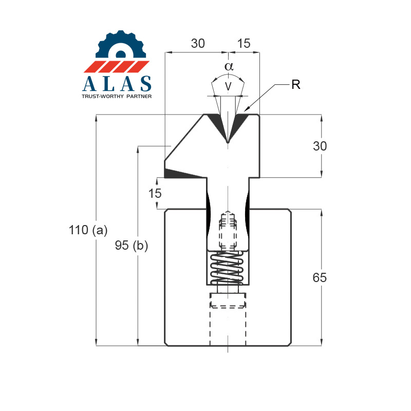 Technical drawing of ALAS spring-loaded compound hemming and flattening die mechanism