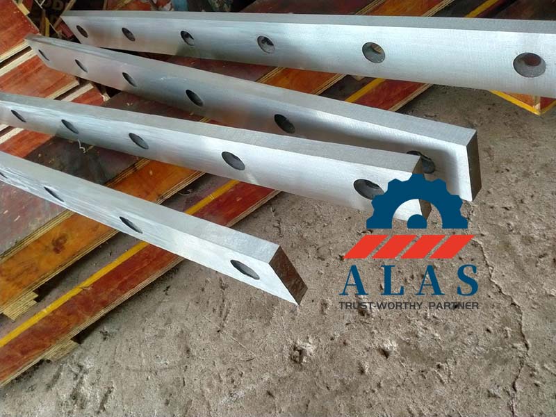 Ground single-edge manual guillotine shear knives on factory floor