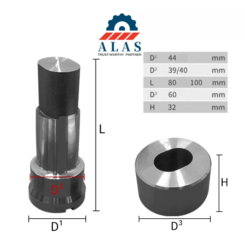 DC53 and D2 steel oblong punch and die dimension chart for hydraulic ironworker machine