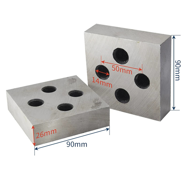 90x90x26mm square rebar shearing blade dimensions with 4 holes and 50mm bolt pitch