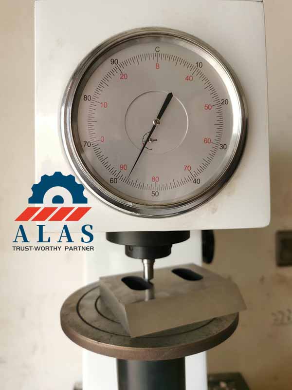 Rockwell hardness mapping inspection for plastic granulator flat knives on tool steel core.