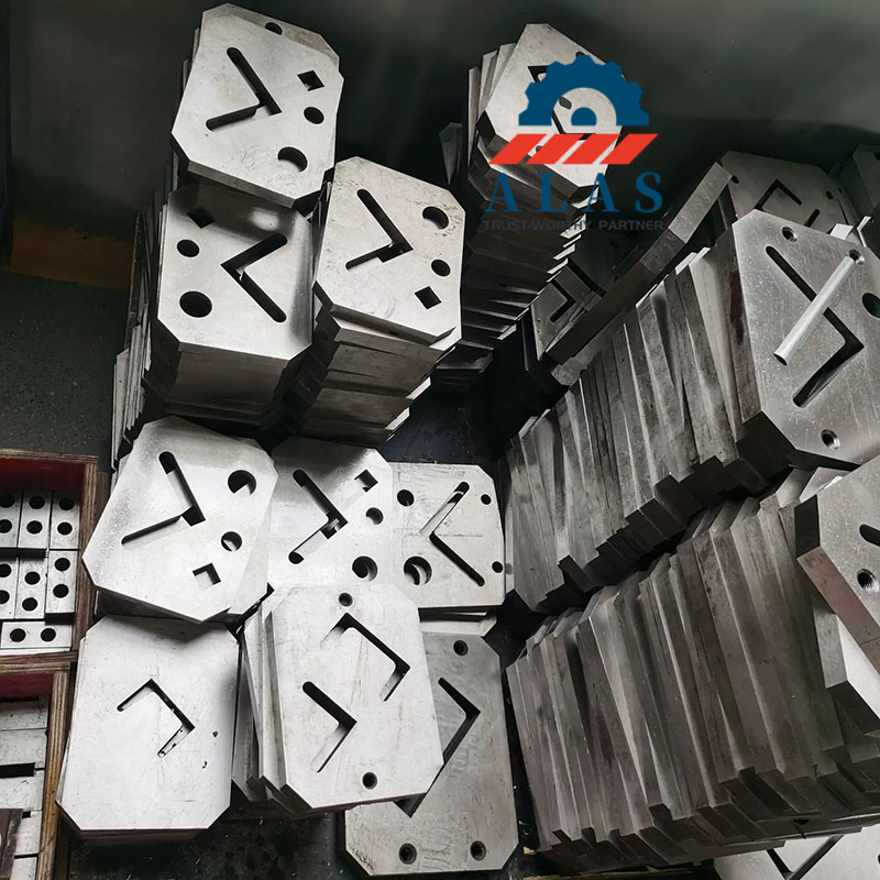 Mass production and wholesale inventory of universal ironworker shear blades for angle iron cutting