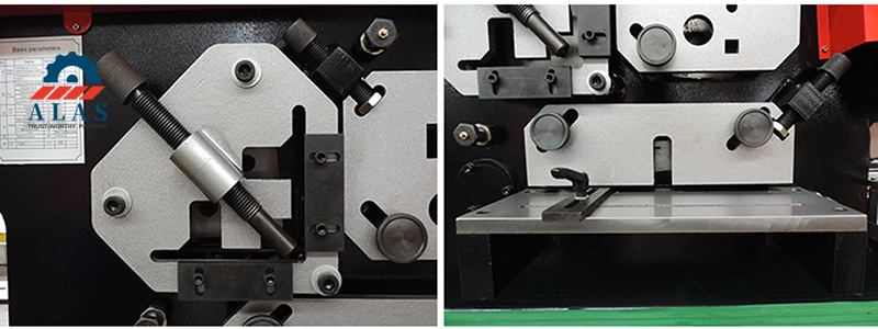Close-up of hold-down mechanism and blade mounting