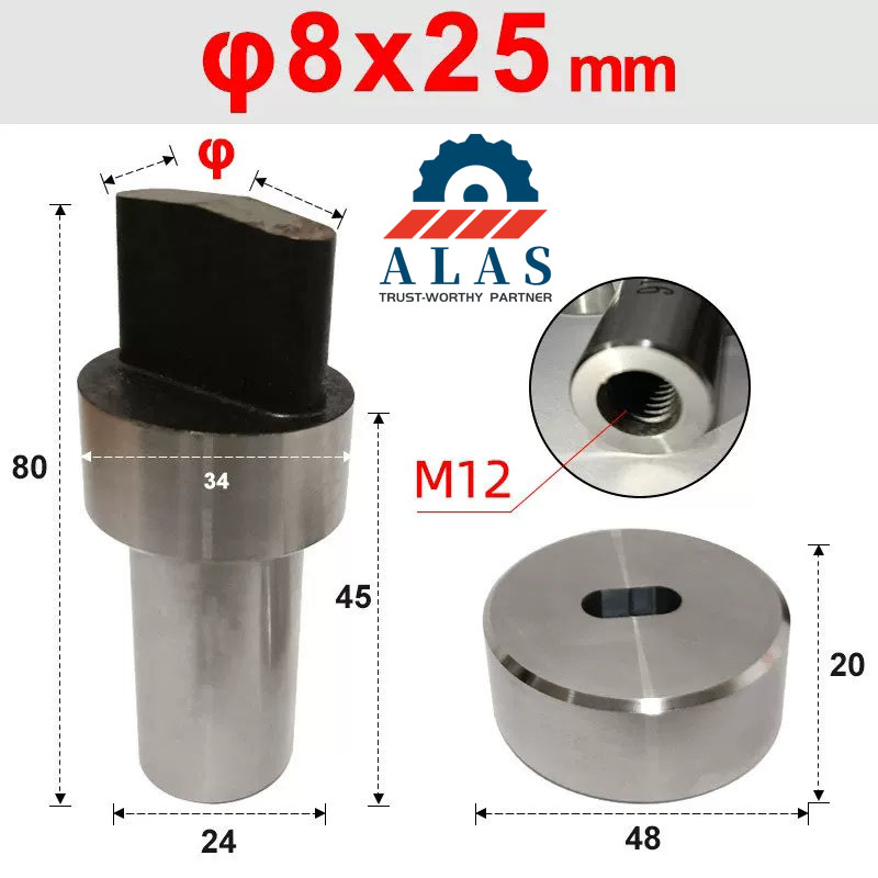 M12 threaded oblong slotted hole punch and die sets diameter 24mm for ironworker