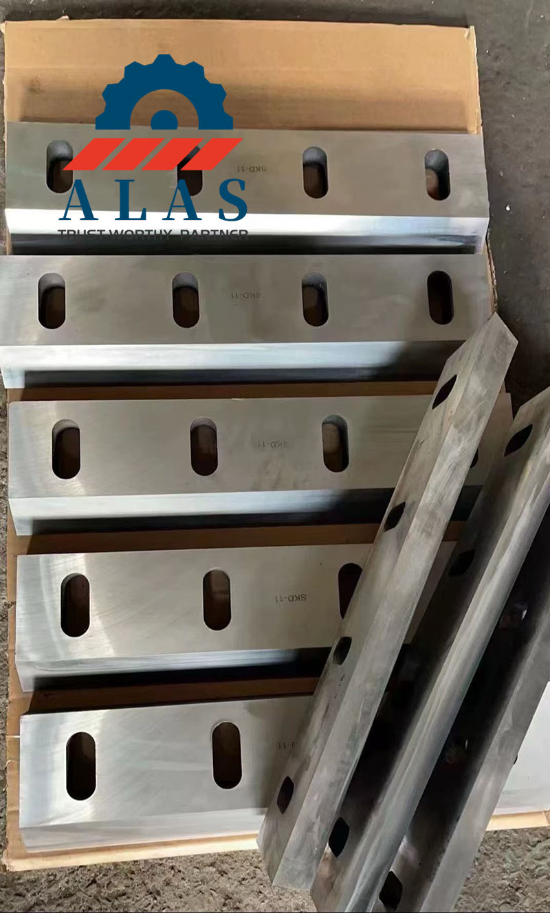 ALAS heavy-duty straight edge plastic granulator blades made of SKD11 steel for plastic recycling machines