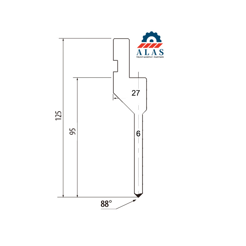 Engineering layout of an 88 degree semi gooseneck punch with clearance grids