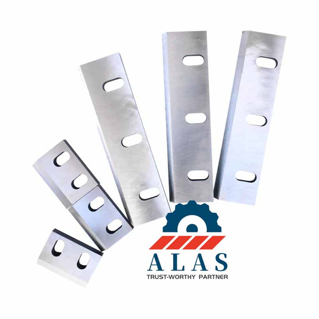A complete set of ALAS plastic granulator blade including rotary fly knives and stationary bed knife