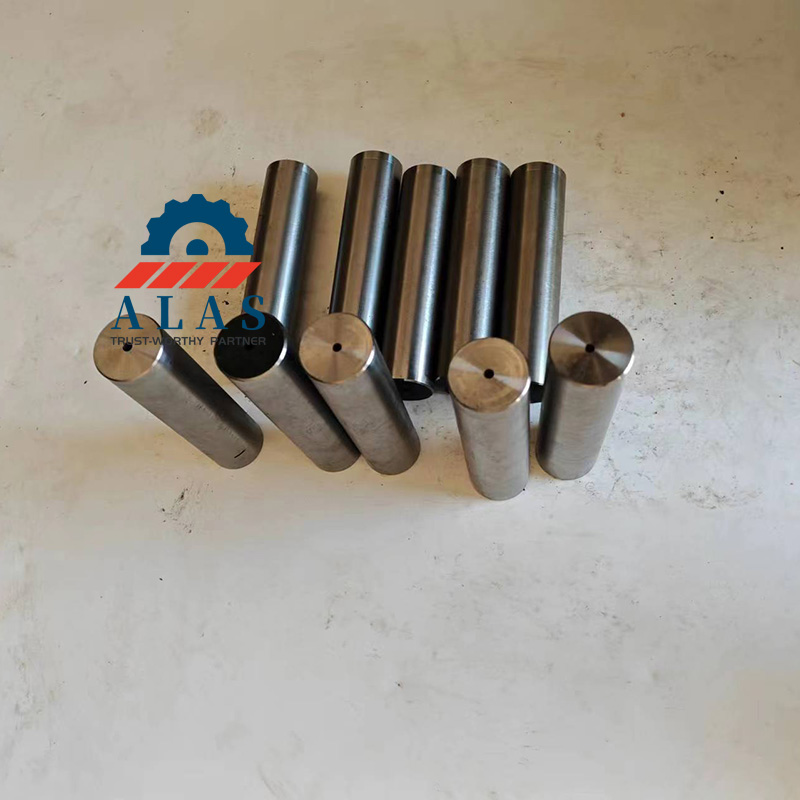 Precision ground rebar bending machine pins showing exact center hole machining details