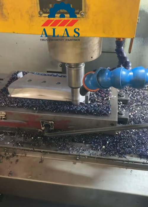 CNC milling machine processing heavy duty excavator shear piercing blade in factory workshop