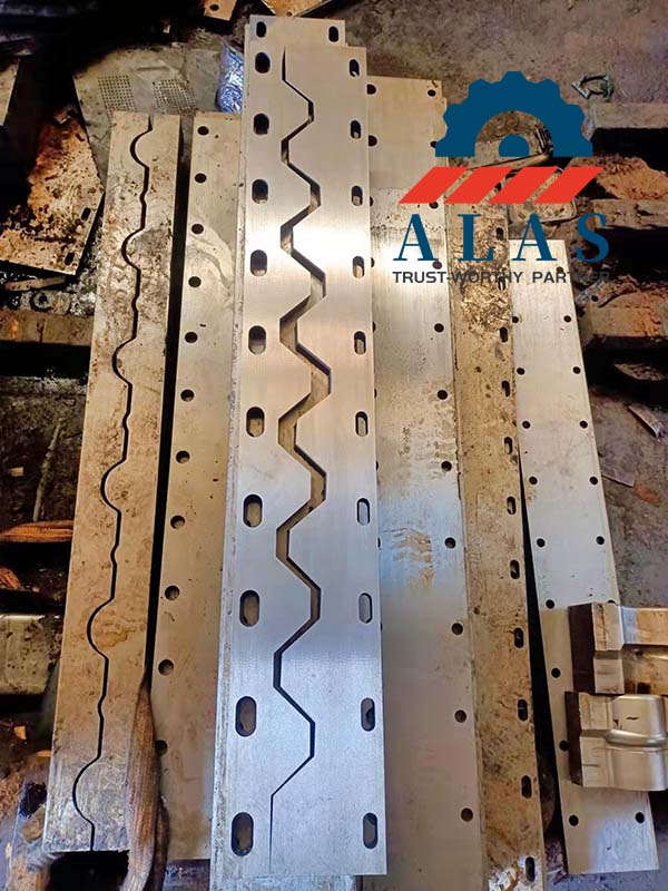 Bulk inventory of custom-machined profile shear blades matching multiple global roll forming machine brands