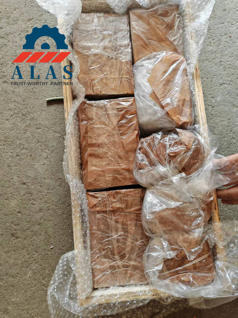 Secure wooden case packaging of ALAS rebar cutter blades ready for export and global shipping