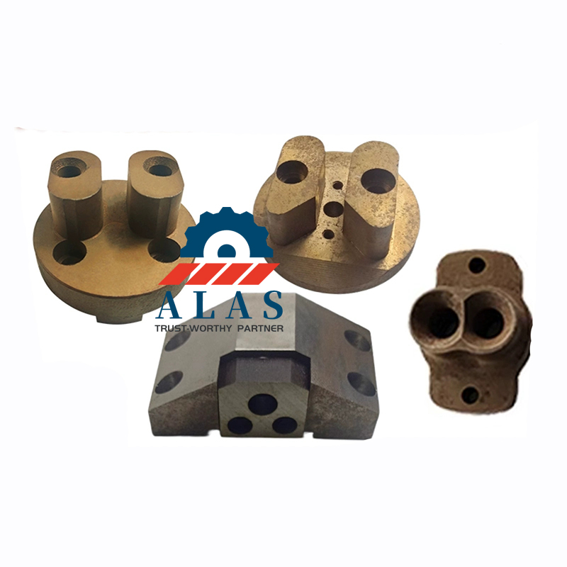 Precision ground movable pressure dies and rotational contact blocks engineered for 0 to 180 degree stepless forming loops