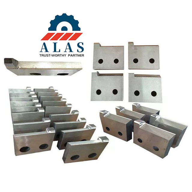 Batch production run of custom metallurgical crop knives for automated rebar shearing lines