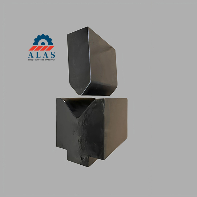 Custom single-V press brake top punch and bottom die block manufactured by ALAS