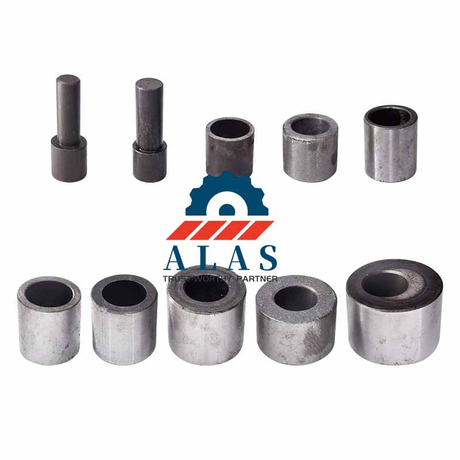 Heavy-duty rebar bender parts and replacement components kit including bending pins and bushings