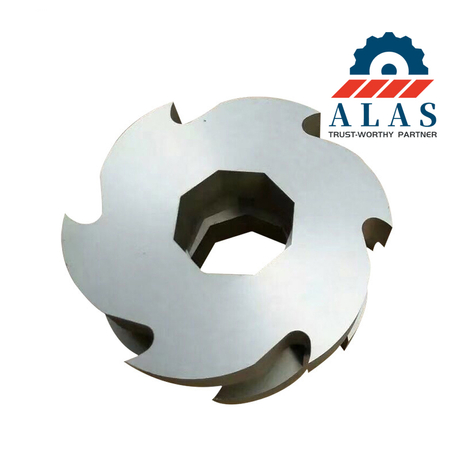 Customized 5-claw replacement dual shaft solid waste shredder blade with a precision wire-EDM hexagonal inner bore profile