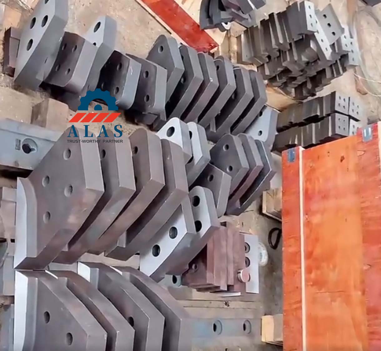 Factory stock of heavy demolition attachment replacement blades and cutting knives for Genesis and LaBounty shears