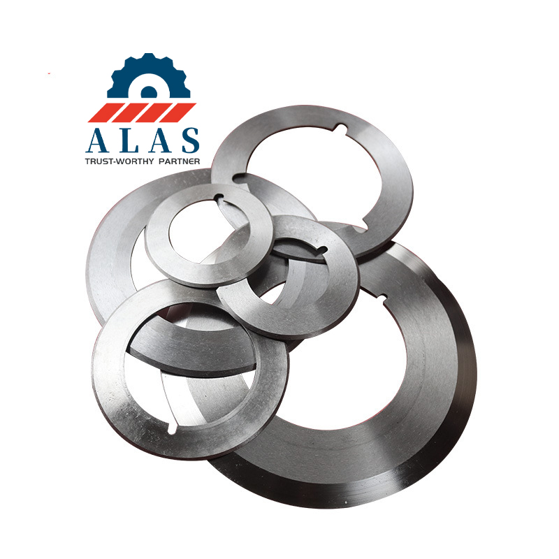 Custom single-bevel circular slitting blades with diverse outer diameters and precision machined inner bore keyways