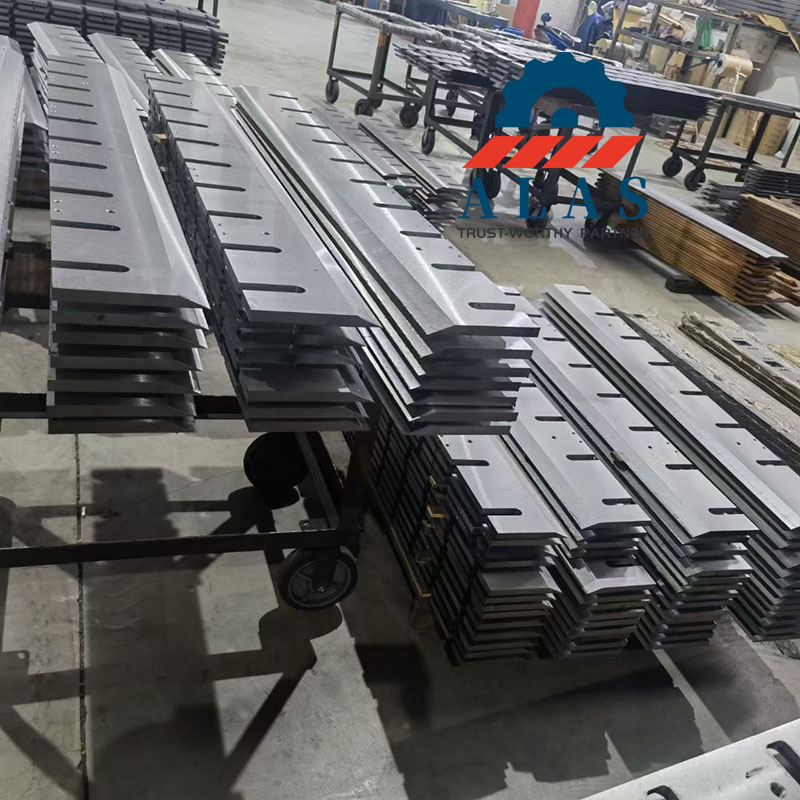 Mass production of heavy duty long wood chipper blades at the ALAS factory direct manufacturing workshop