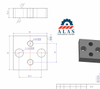 Advanced 3D structural CAD modeling aligned with a 2D mechanical blueprint of an OEM replacement bar cutter blade.