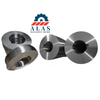 A collection of custom multi-size alloy steel circular slitting knives with clear drive slots and keyways.