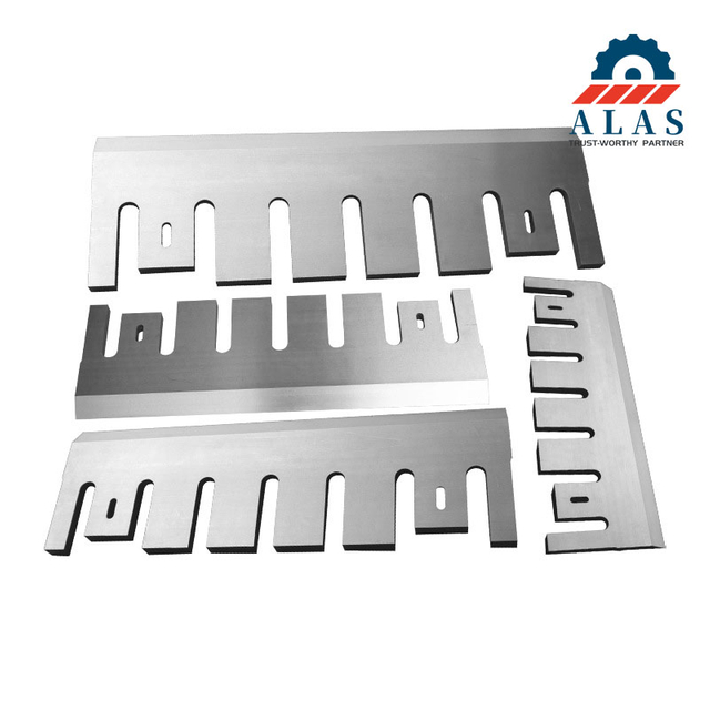 Various custom geometric configurations of OEM aftermarket replacement wood chipper knives