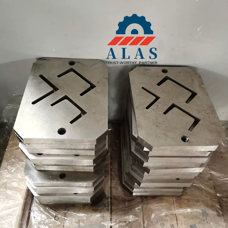 Batch production raw stock of heavy-duty hydraulic ironworker blades inside ALAS factory.