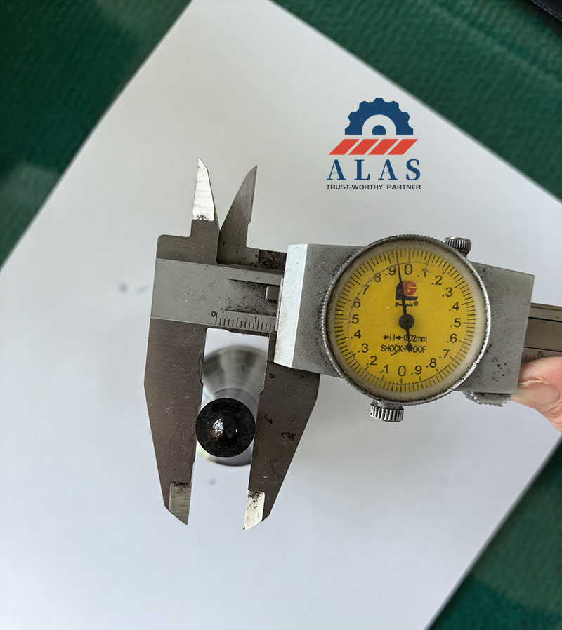 Using dial caliper for incoming quality inspection and diameter measurement of ironworker punch