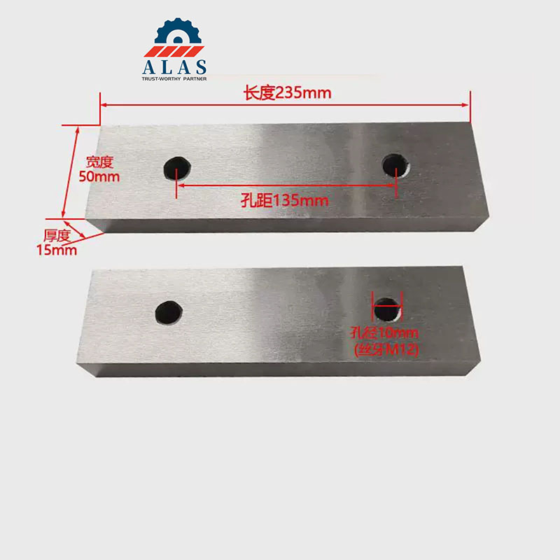 Flat bar shear blade dimensions length width thickness and hole pitch for Q35Y ironworker