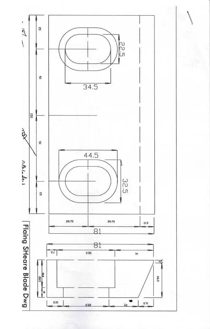 Flying shear blade engineering drawing for steel production lines